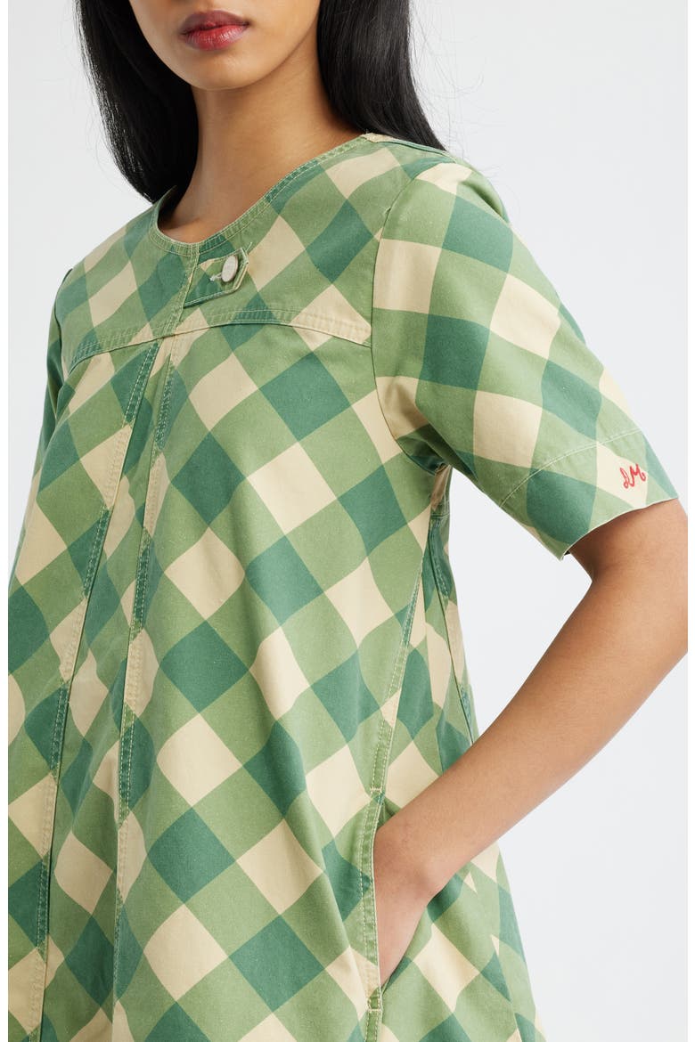 Bridget Plaid Organic Cotton Minidress, Alternate, color, GREEN MULTI
