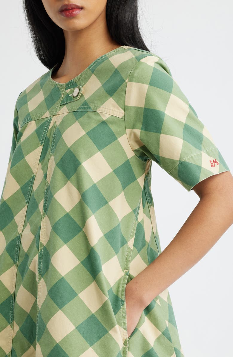 Damson Madder Bridget Plaid Organic Cotton Minidress, Alternate, color, Green Multi