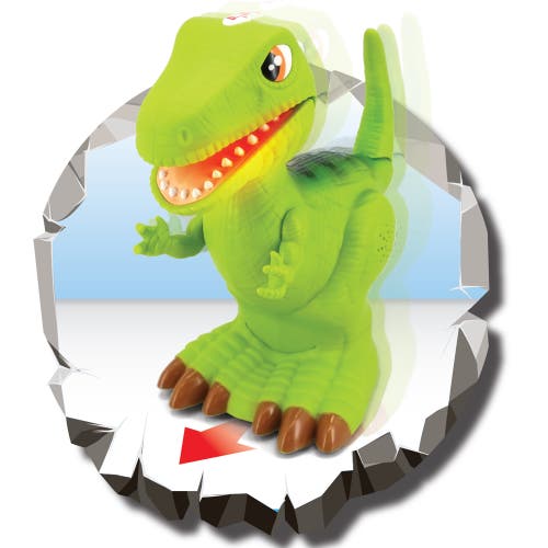 Kiddieland Light N' Sound Roar N' Go Trex, Dinosaur Action Figure, Kids In Green