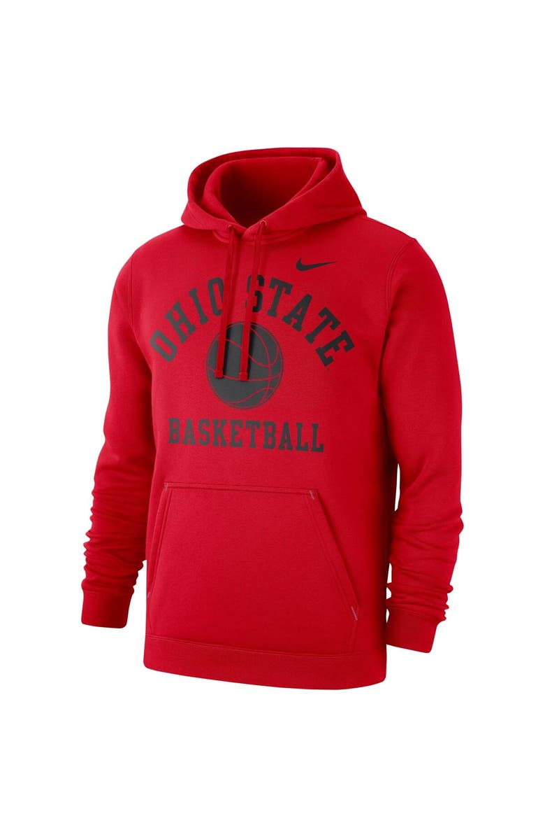 Nike Men's Nike Scarlet Ohio State Buckeyes Basketball Club Fleece Pullover Hoodie, Alternate, color, 