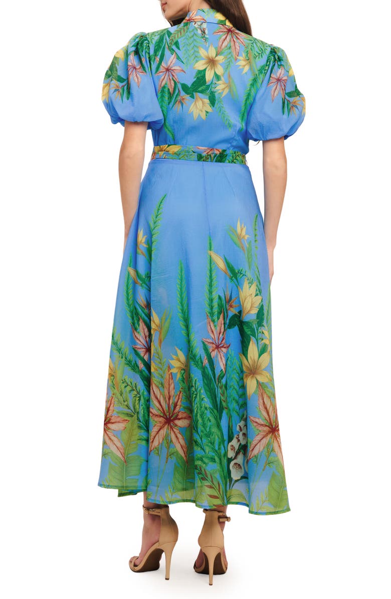 FLYING TOMATO Floral Midi Shirtdress, Alternate, color, Blue