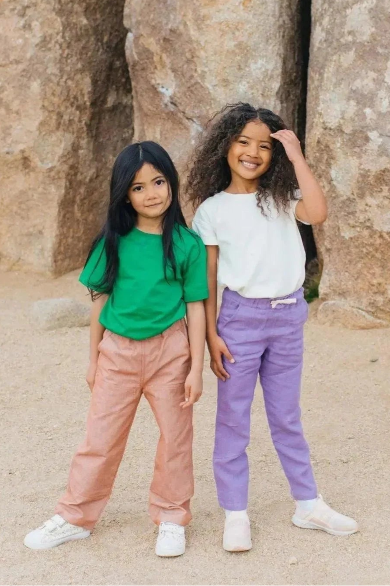 Kids’ Organic-Dyed Linen Pants, Alternate, color, Lilac