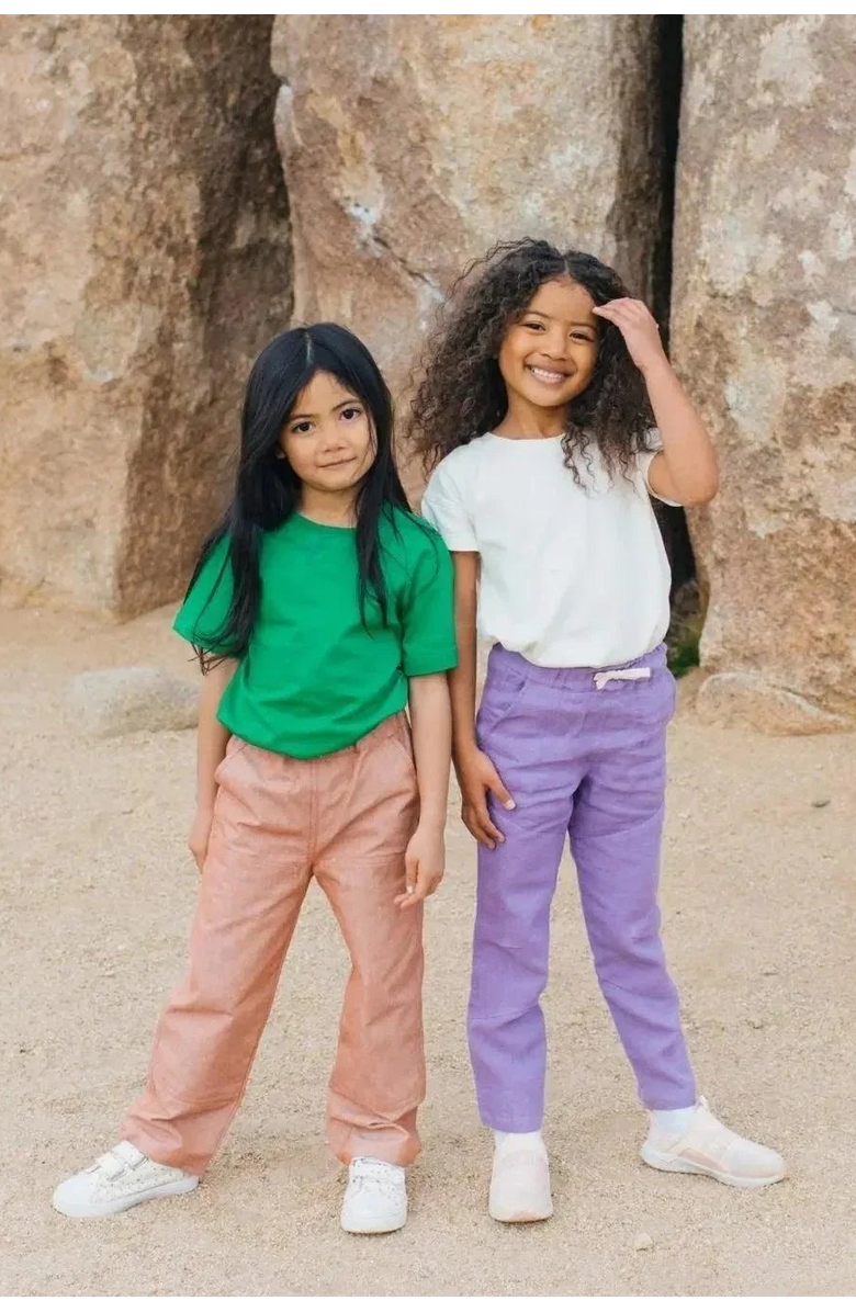 Jackalo Kids’ Organic-Dyed Linen Pants, Alternate, color, Lilac