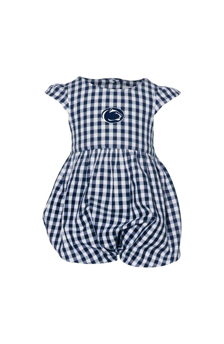 GARB Girl's Infant Garb Navy Penn State Nittany Lions Cara Gingham Ruffled Bodysuit, Main, color, Navy