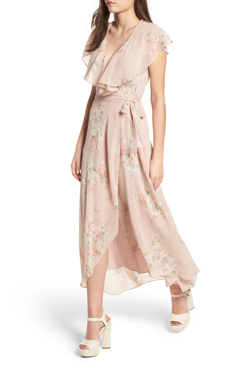 Polermo Wrap Maxi Dress, Main, color, BLUSH FLORAL