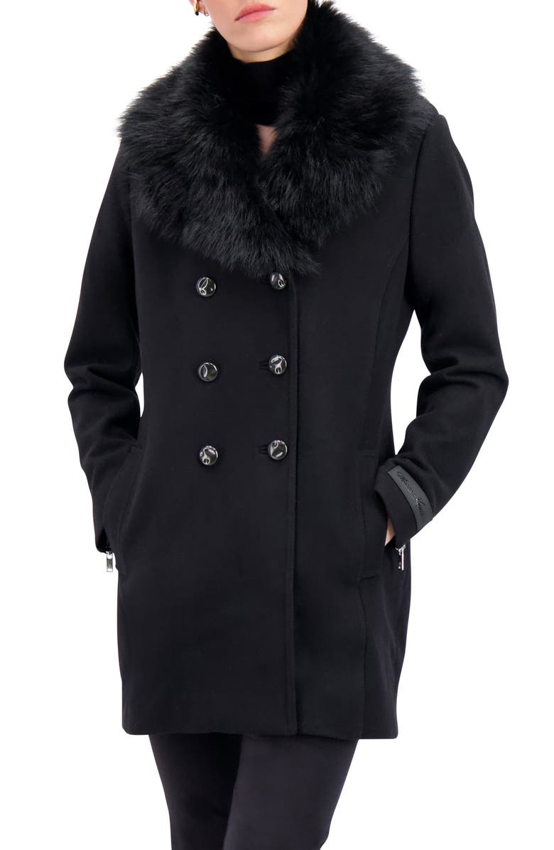 Moose Knuckles Middenhall Peacoat with Genuine Rabbit Fur Trim, Main, color,