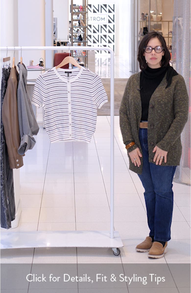 Dina Stripe Short Sleeve Cardigan, sales video thumbnail