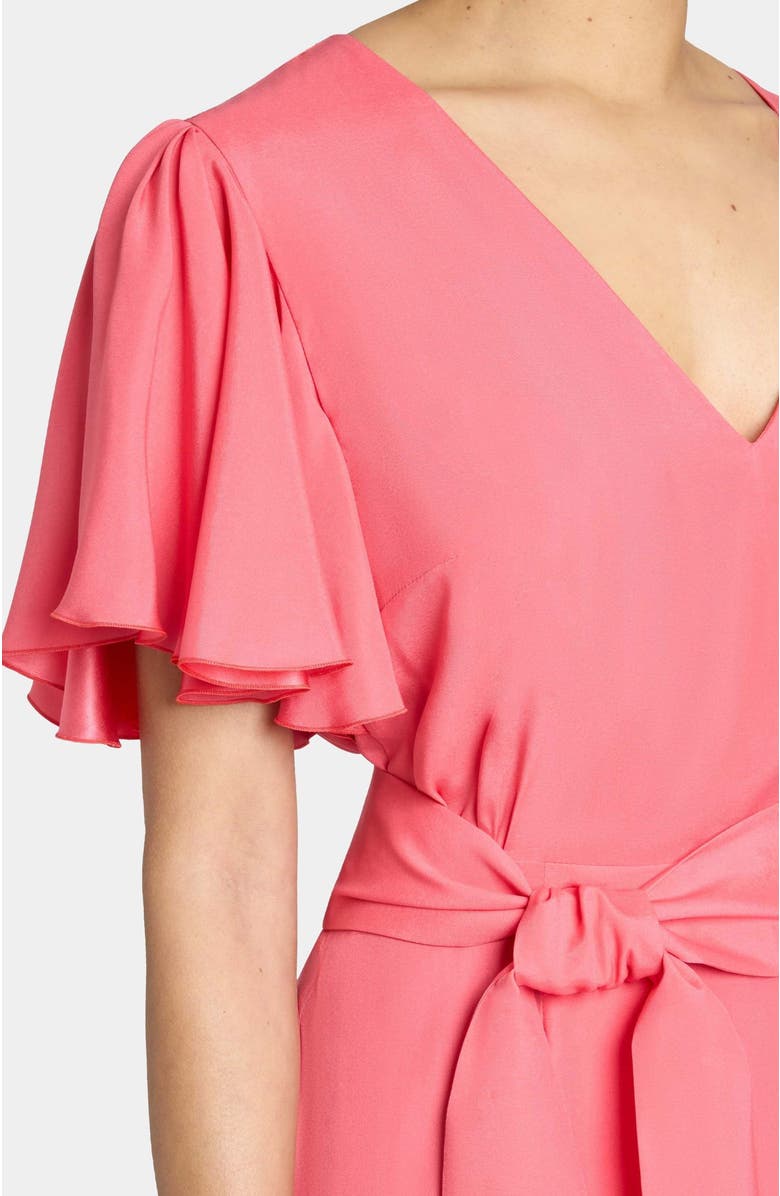 Santorelli ALEXANDRA Ruffled Midi Dress in Silk Crepe de Chine, Alternate, color, Peony