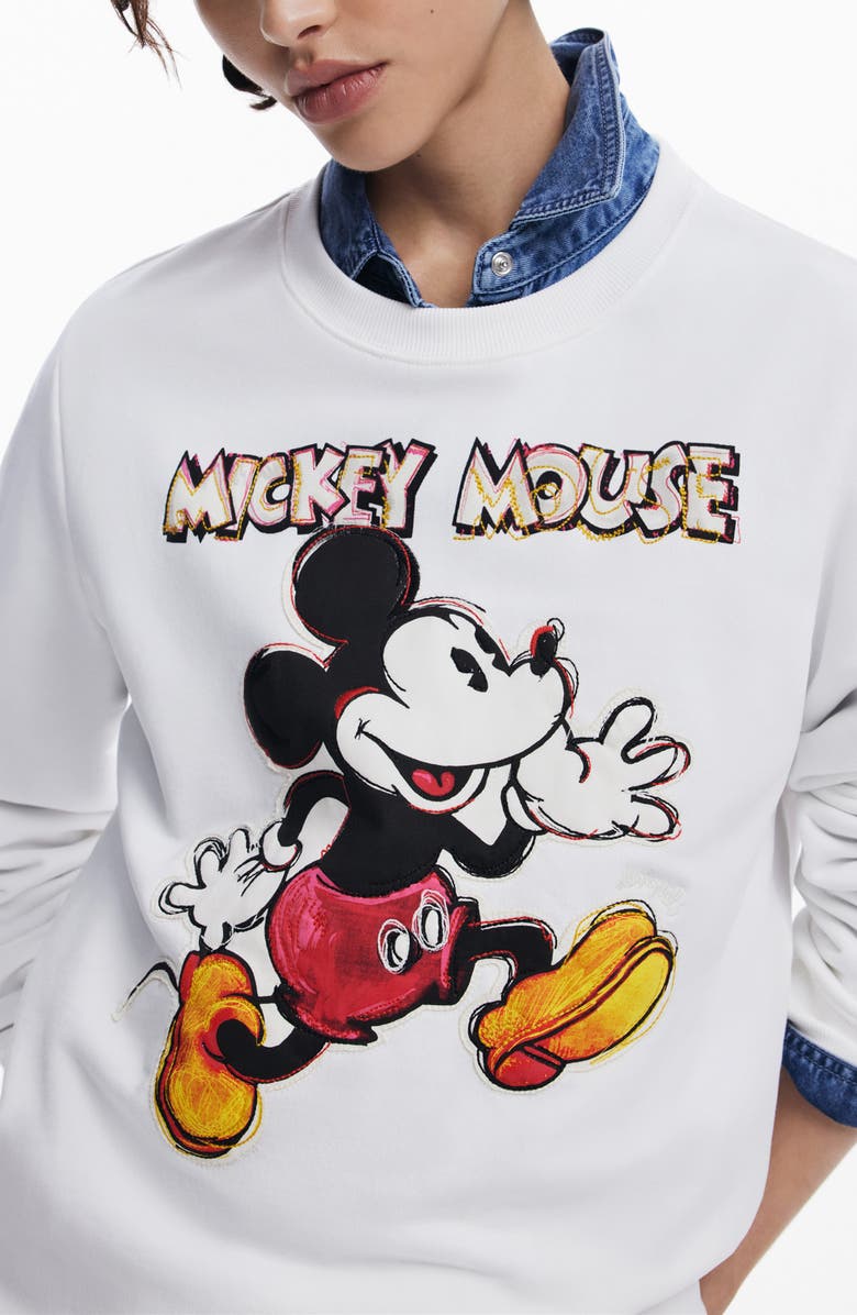 Desigual Mickey Mouse Graphic Sweatshirt, Alternate, color, Light Beige