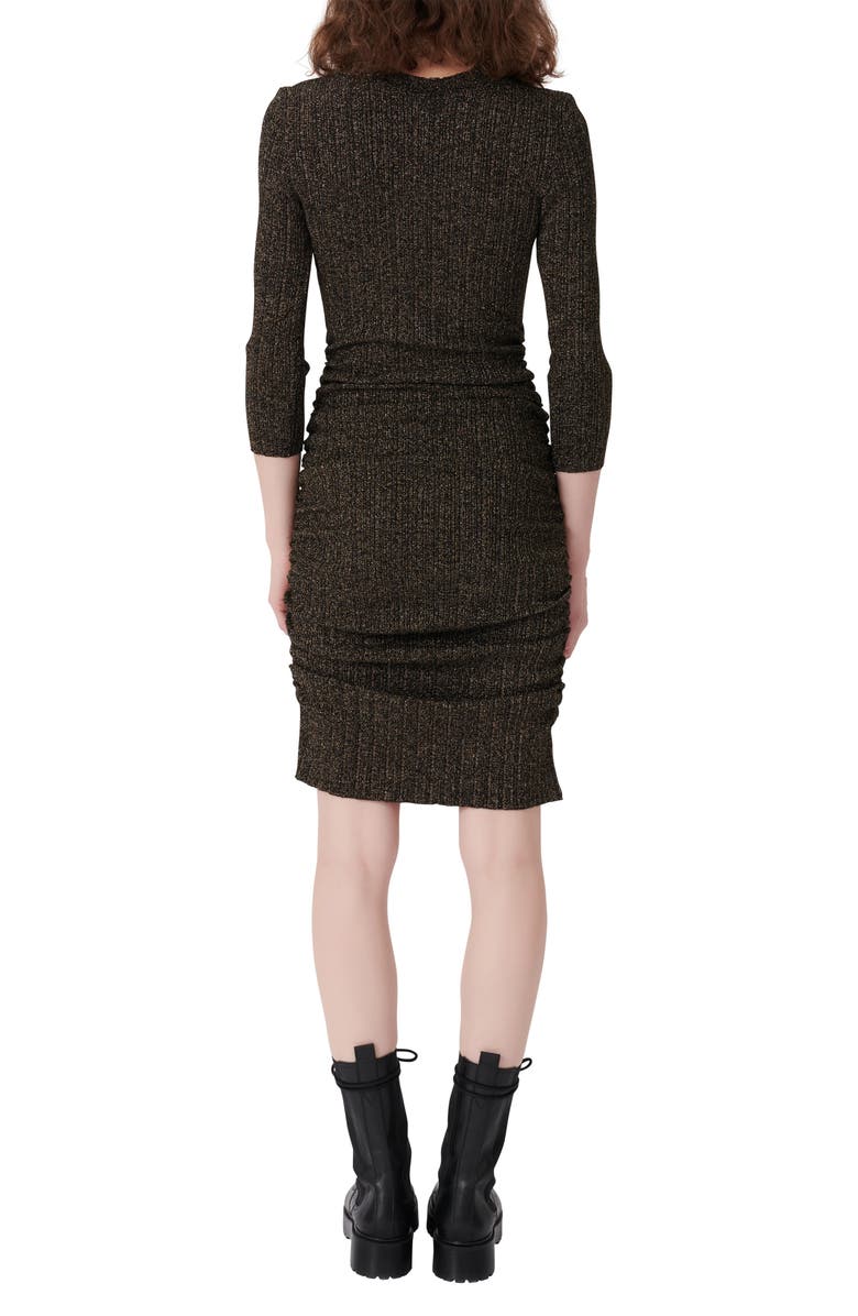 maje Metallic Ribbed Dress, Alternate, color,