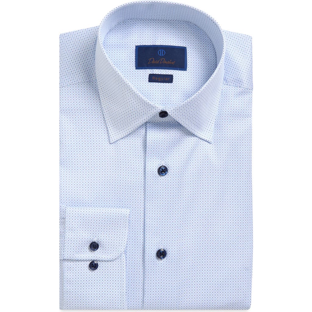 David Donahue Regular Fit Micro Geometric Print Dress Shirt In Blue