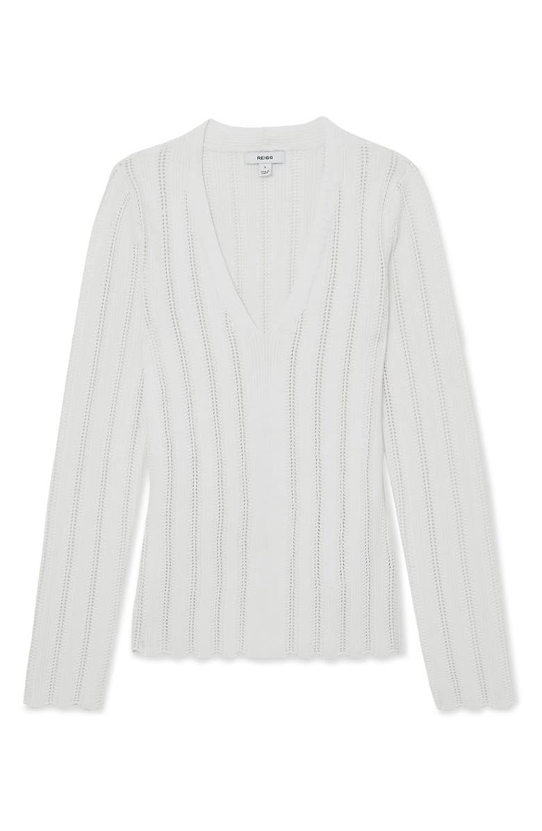 Reiss Loui Openwork Knit Top, Alternate, color, White