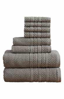 Woven & Weft Cotton Checkered Texture 8-Piece Bath Towel Set
