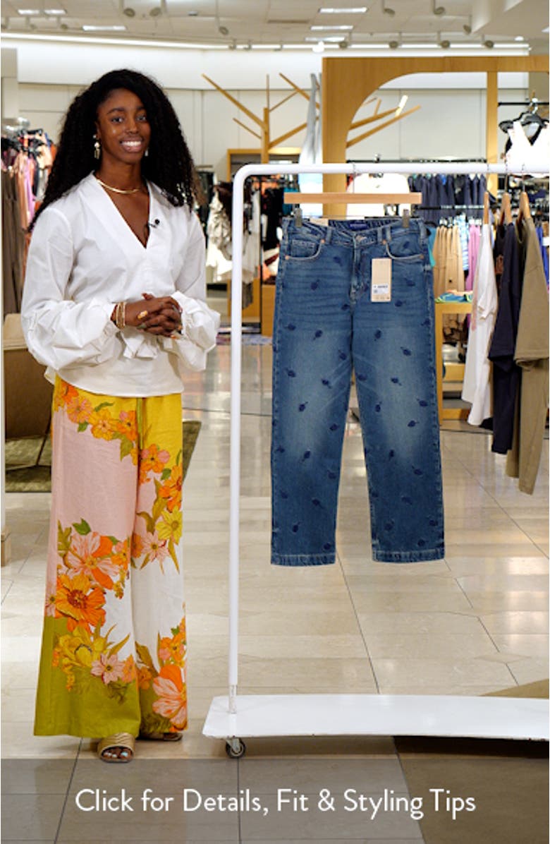 The Deep Loose Embroidered Wide Leg Denim Jeans, sales video thumbnail