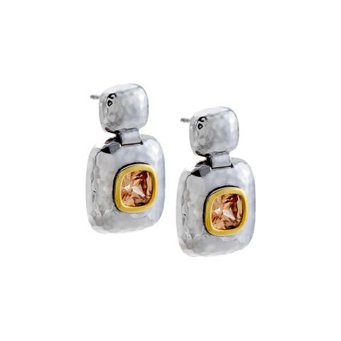 Two-Tone Cushion Frame Drop Earring