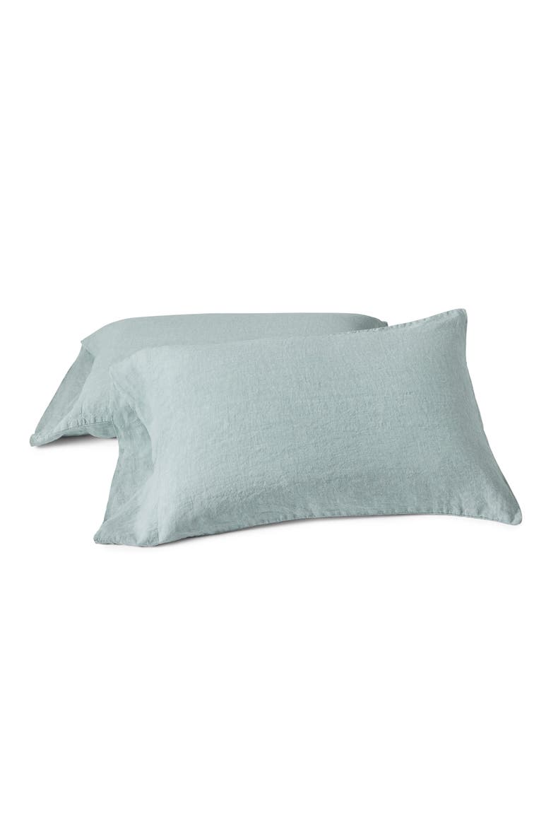 Relaxed Organic Linen Pillowcase, Main, color, PACIFIC BLUE CHAMBRAY