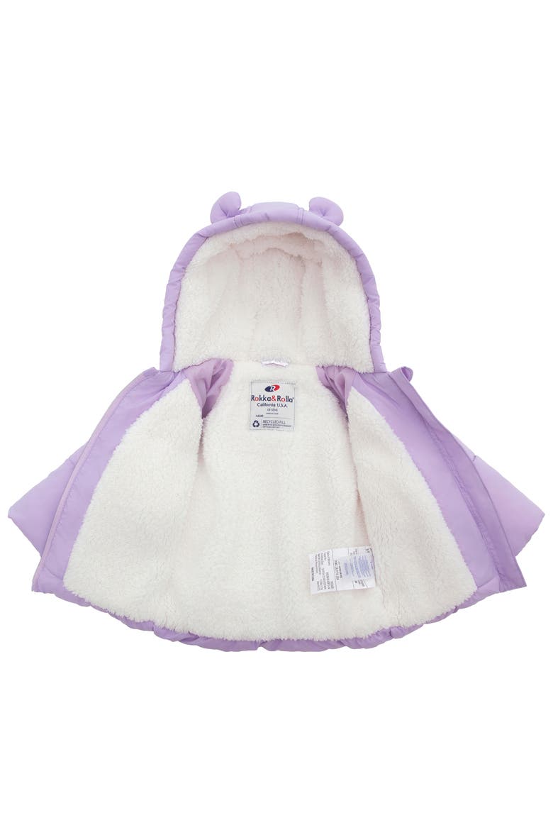 Borg-Lined Bear Ears Puffer Jacket, Alternate, color, Lilac