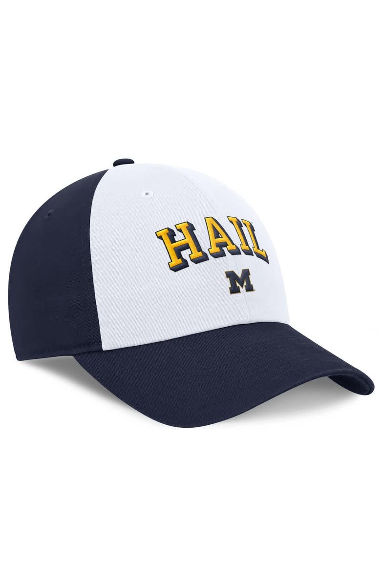 Jordan Brand Men's Jordan Brand White/Navy Michigan Wolverines Club Swoosh Performance Adjustable Hat, Alternate, color,