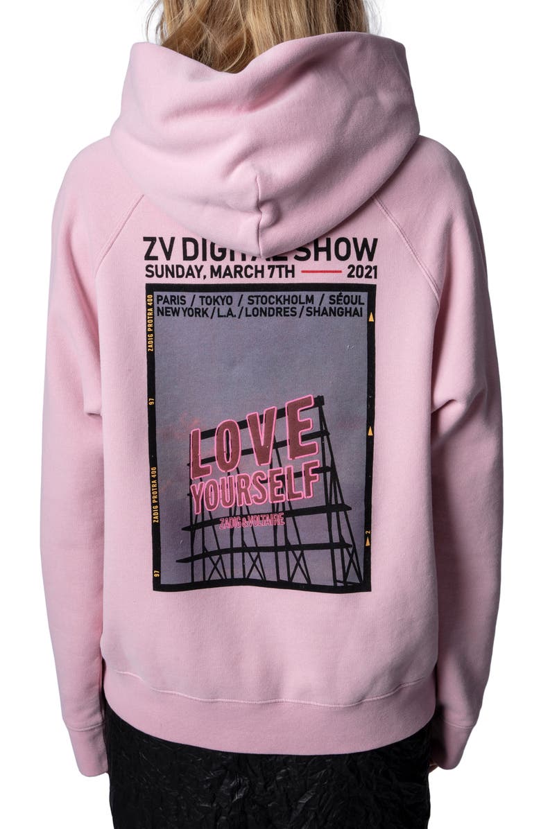 Zadig & Voltaire Georgy Love Yourself Cotton Blend Graphic Hoodie, Alternate, color,