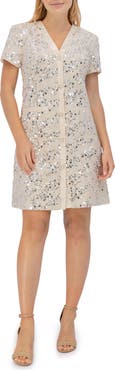 Eliza J Sequin Tweed Shift Dress