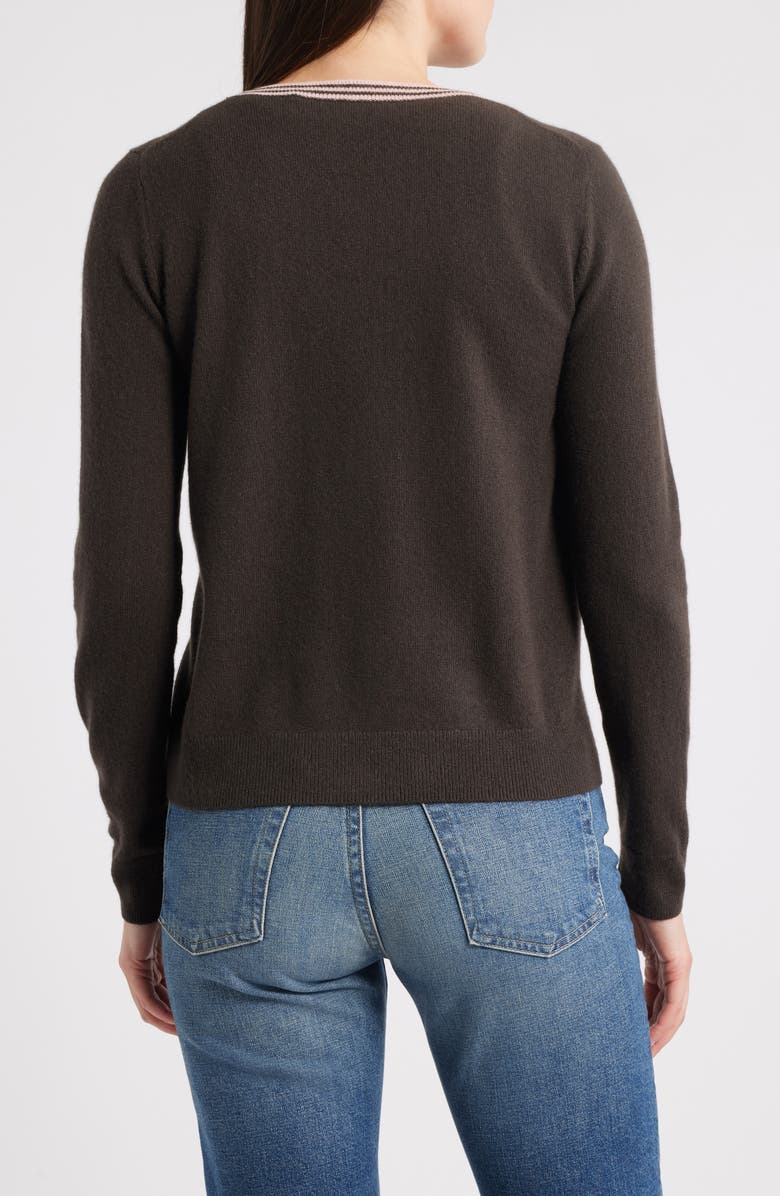 MARGARET O'LEARY Crewneck Cashmere Sweater, Alternate, color, Chocolate/ Blush