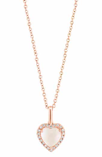 EFFY Rose Quartz & Diamond Heart Pendant Necklace - 0.08ct.