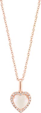 EFFY Rose Quartz & Diamond Heart Pendant Necklace - 0.08ct.