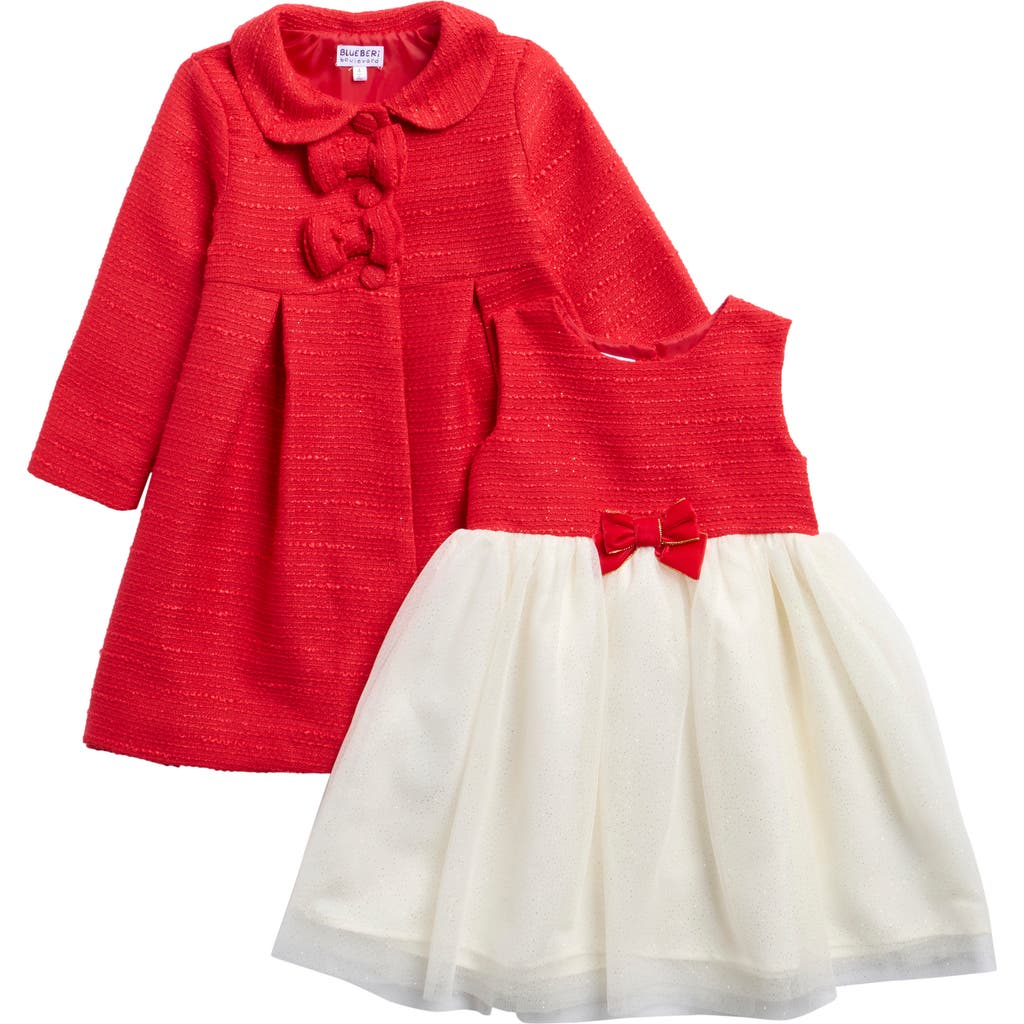 Blueberry Kids' Party Dress & Bow Coat In Multi
