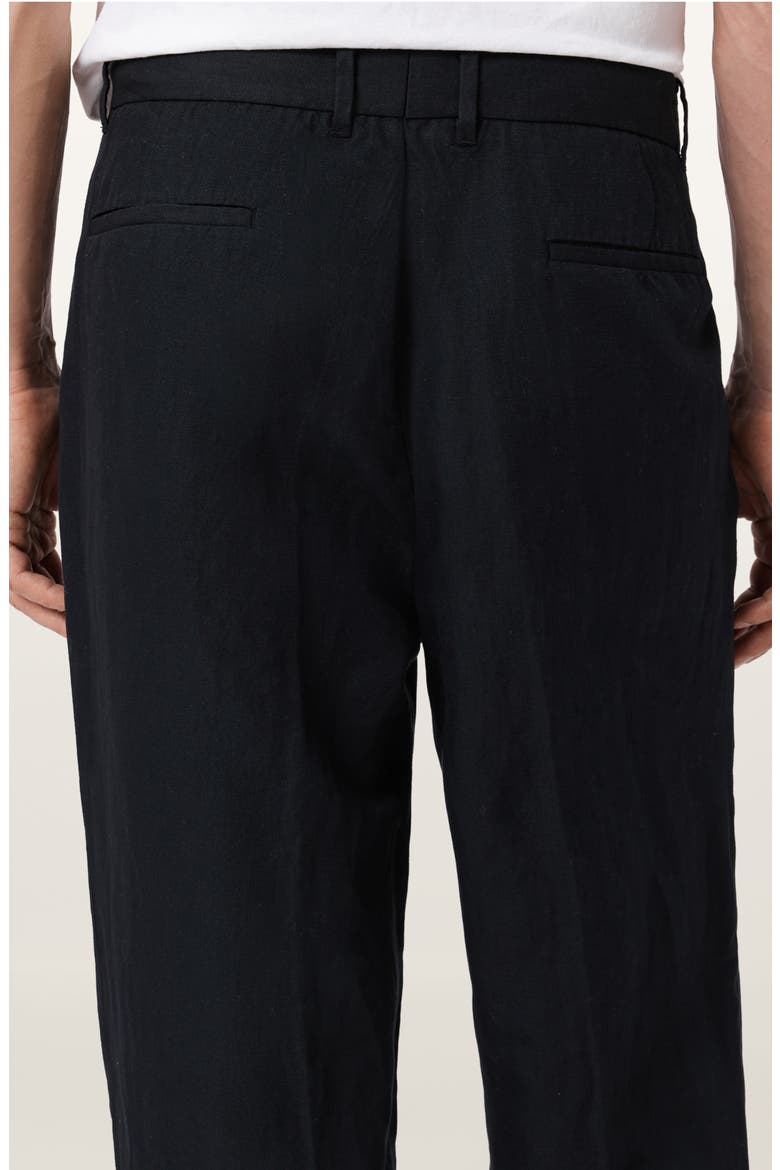 Roland Pleated Cotton & Linen Dress Pants, Alternate, color, FADED BLACK