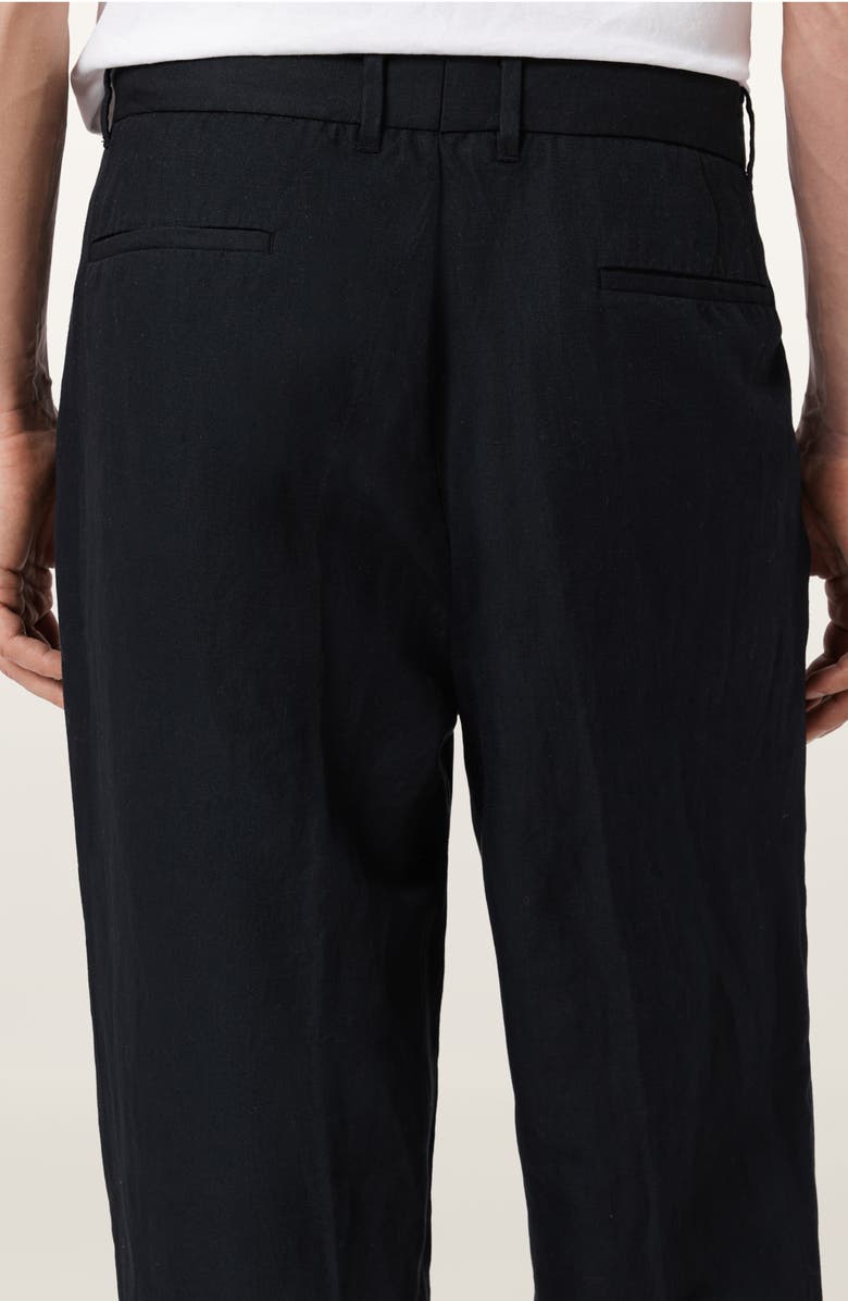 AllSaints Roland Pleated Cotton & Linen Dress Pants, Alternate, color, Faded Black