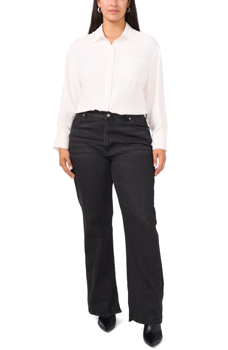 Vince Camuto Stud Detail Crêpe de Chine Button-Up Shirt, Alternate, color, 