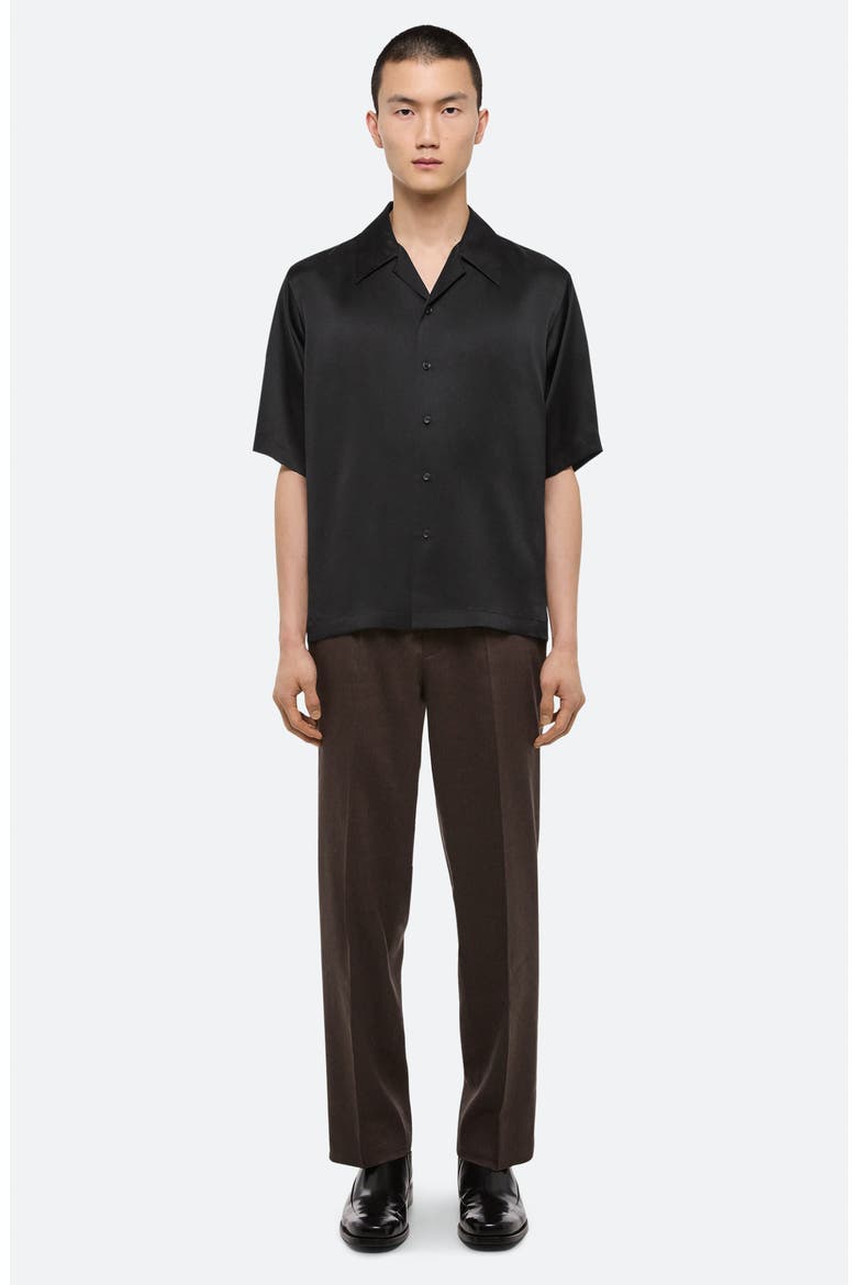 Boxy Silk Camp Shirt, Alternate, color, BLACK