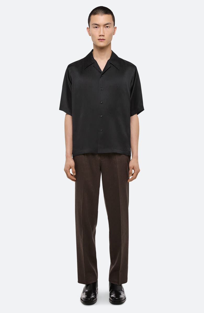 Helmut Lang Boxy Silk Camp Shirt, Alternate, color, Black