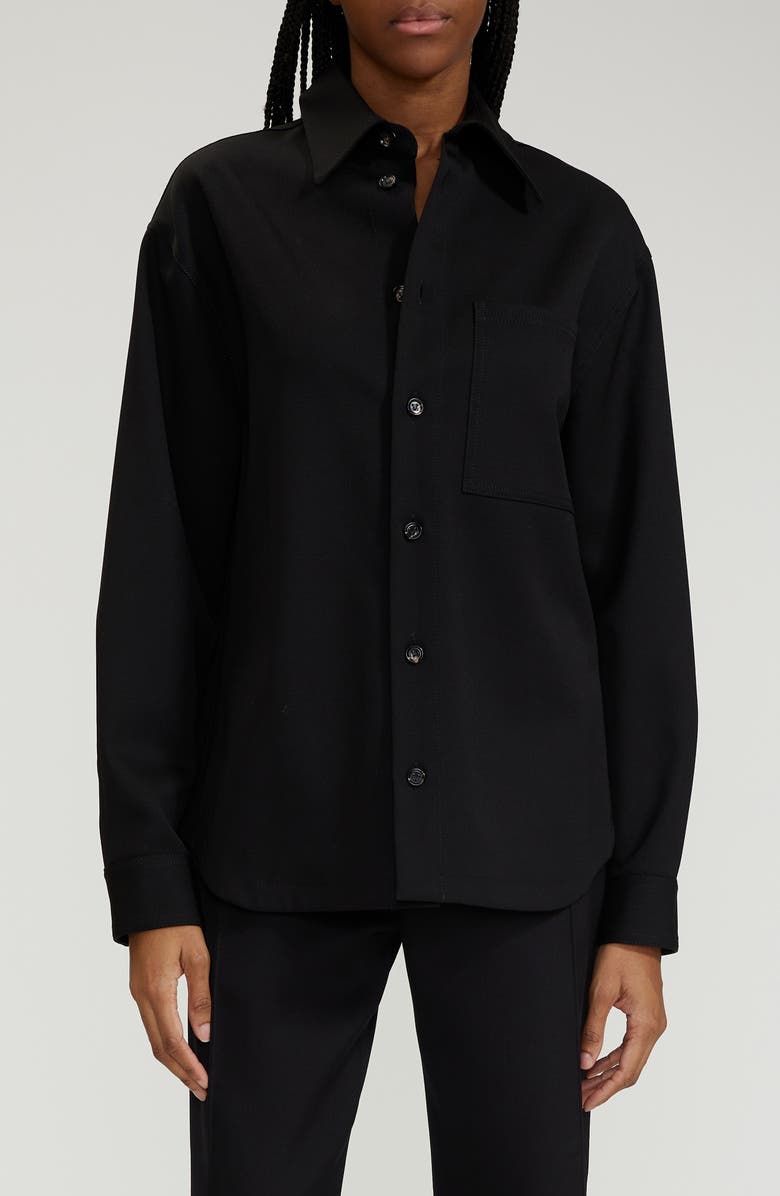 Bottega Veneta Oversize Grain de Poudre Stretch Wool Shirt, Alternate, color, 