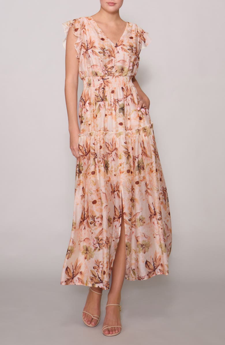 MELLODAY Flutter Sleeve Maxi Dress, Main, color, 
