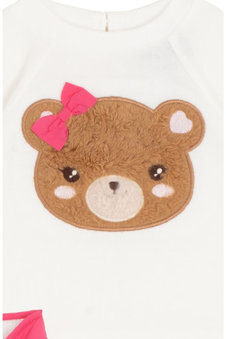 Teddy Sweatshirt, Puffer Vest & Flare Pants Set, Alternate, color, MAGENTA
