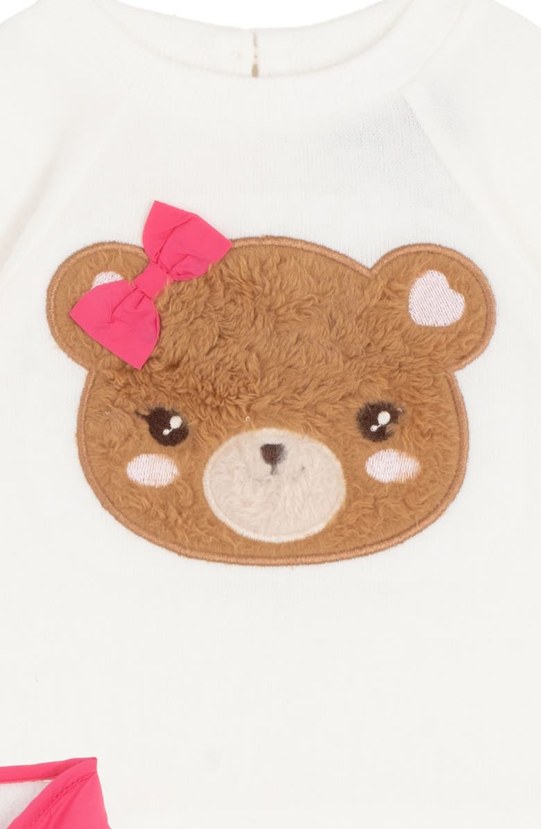 Rare Editions Teddy Sweatshirt, Puffer Vest & Flare Pants Set, Alternate, color, Magenta