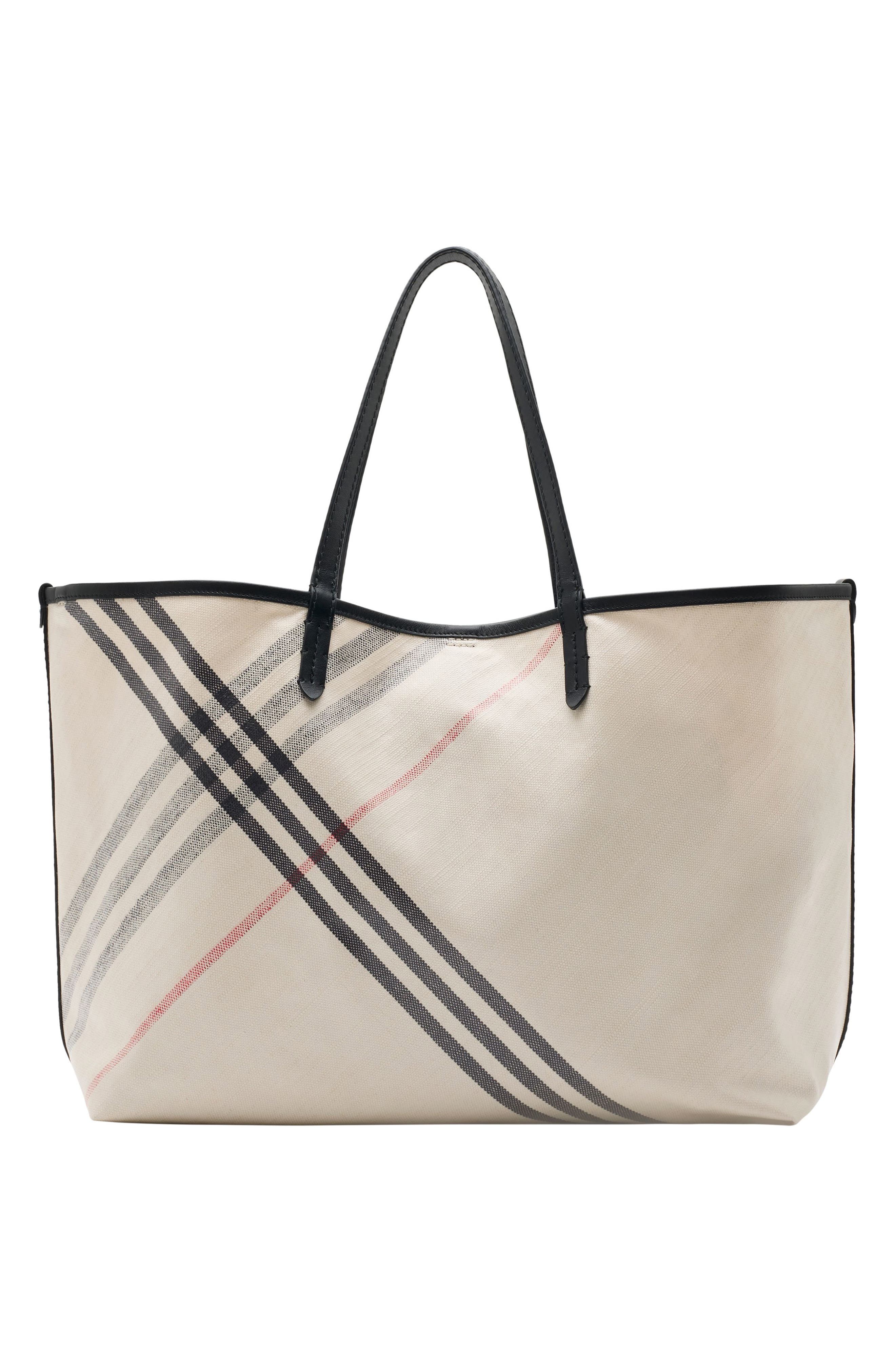 Burberry Medium Highlands Coated Canvas Tote, Alternate, color, 