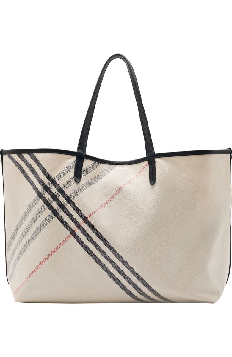 Burberry Medium Highlands Coated Canvas Tote, Alternate, color,