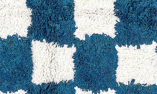 Mackenzie-childs Mackenzie Childs Checkerboard Navy Bath Rug In Multi