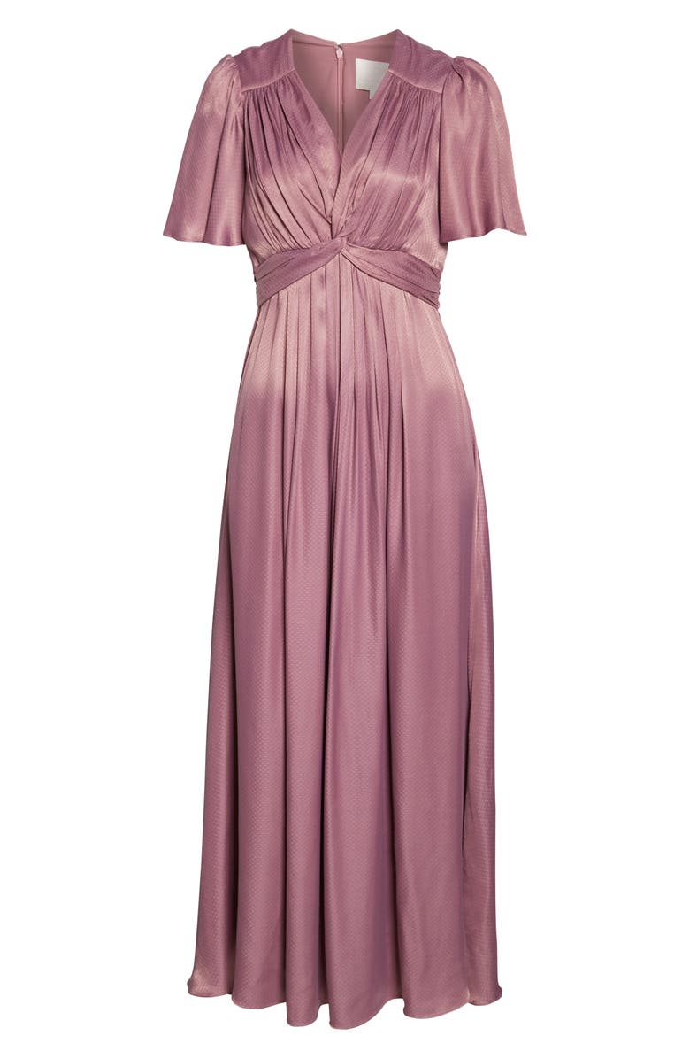 Gal Meets Glam Collection Genevieve Empire Waist Pleated Maxi Dress, Alternate, color,
