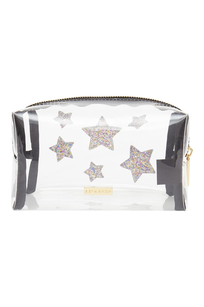 Stars Clear Makeup Bag, Main, color, NO COLOR