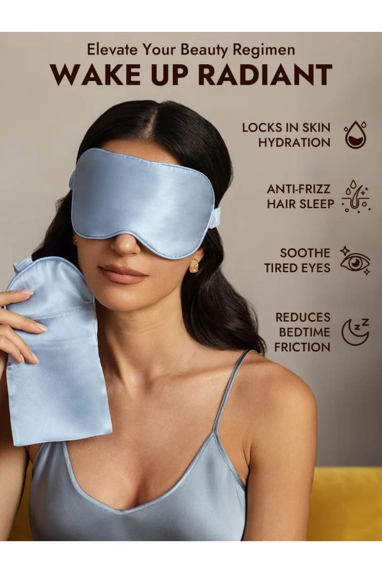 Silk Eye Mask And Envelope Pouch, Alternate, color, Light Blue