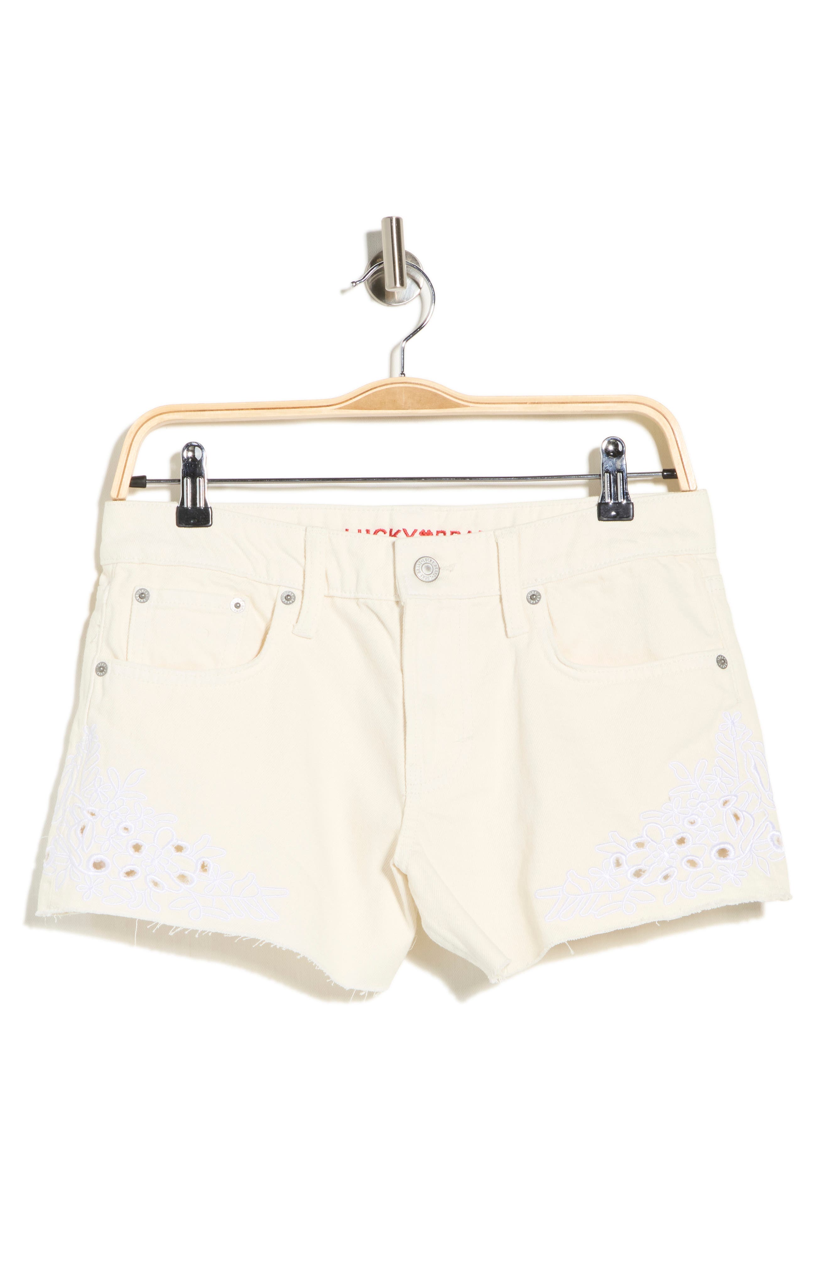 Lucky Brand Mid Rise Embroidered Cutoff Shorts