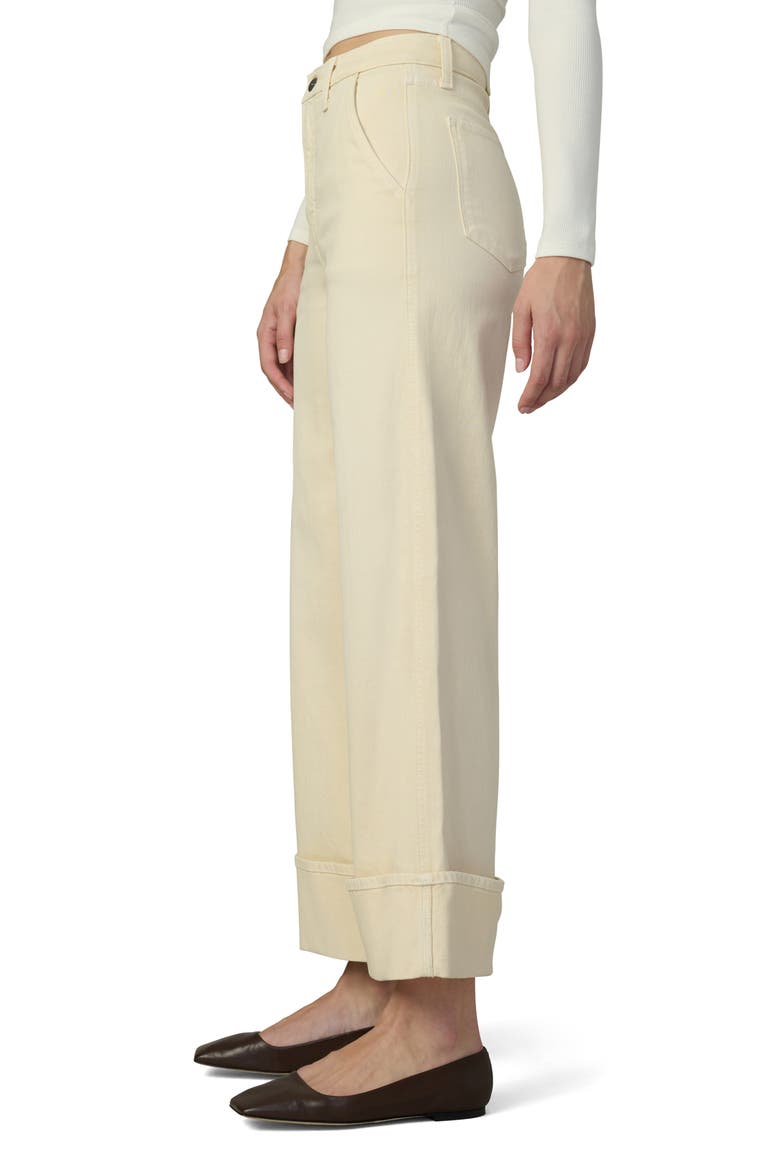 The Trixie Cuff High Waist Wide Leg Trouser Jeans, Alternate, color, CREME BRULEE