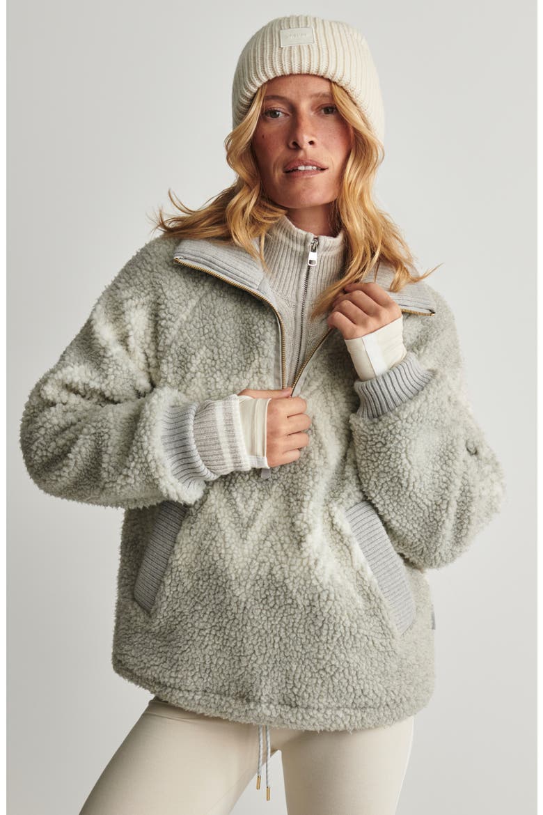 Hendrik Half Zip Pullover, Alternate, color, LIGHT GREY MARL / SNOW WHITE