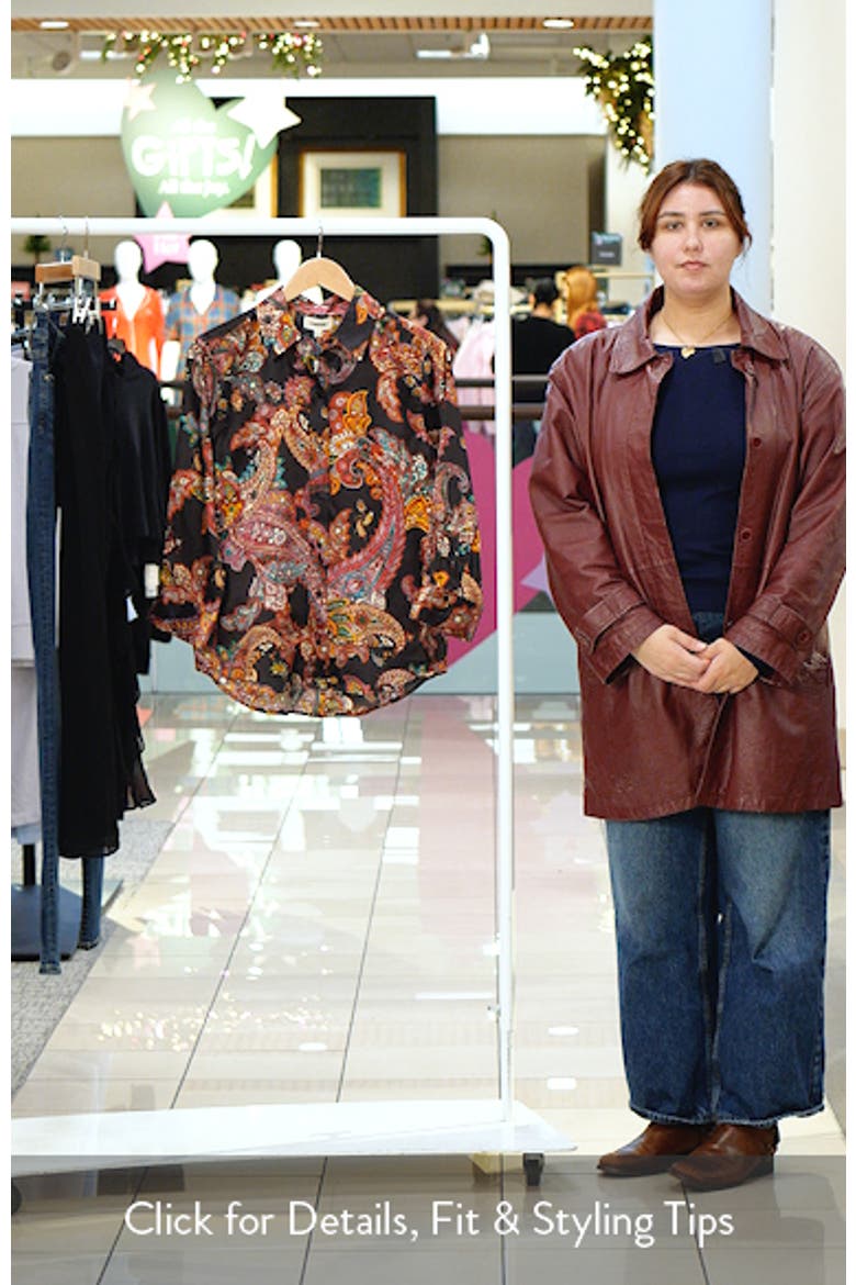 Dani Paisley Three-Quarter Sleeve Silk Button-Up Shirt video