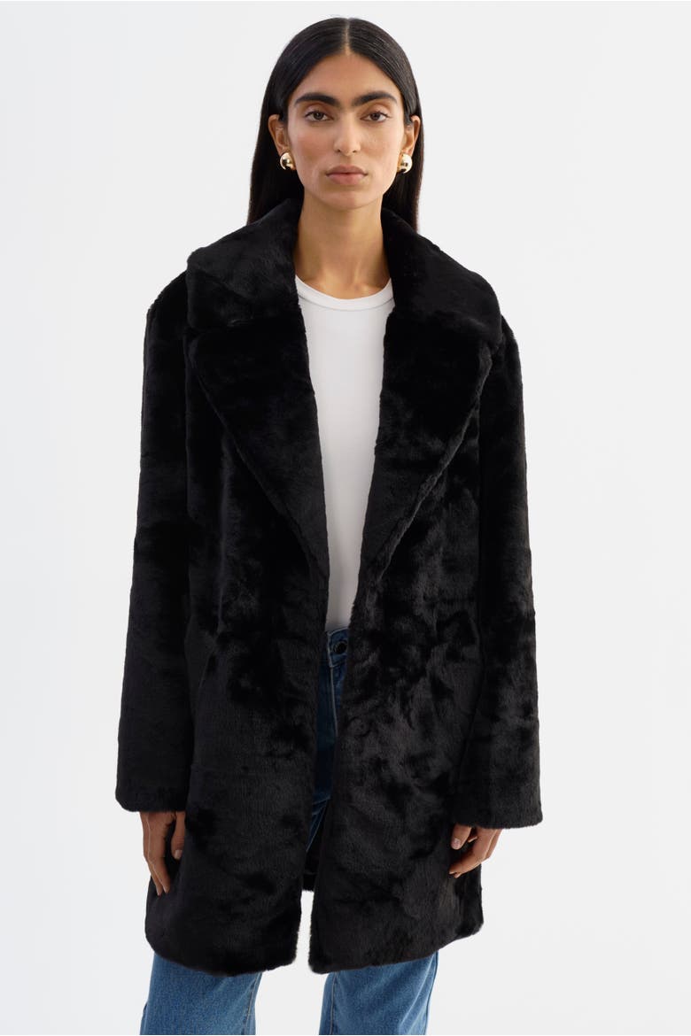 LINNEA | Faux Fur Coat, Alternate, color, Black