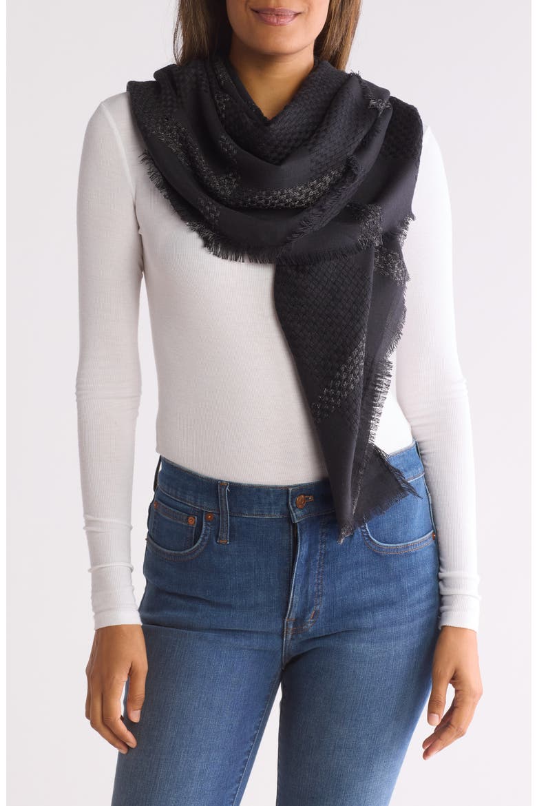 Basketweave Scarf, Main, color, BLACK