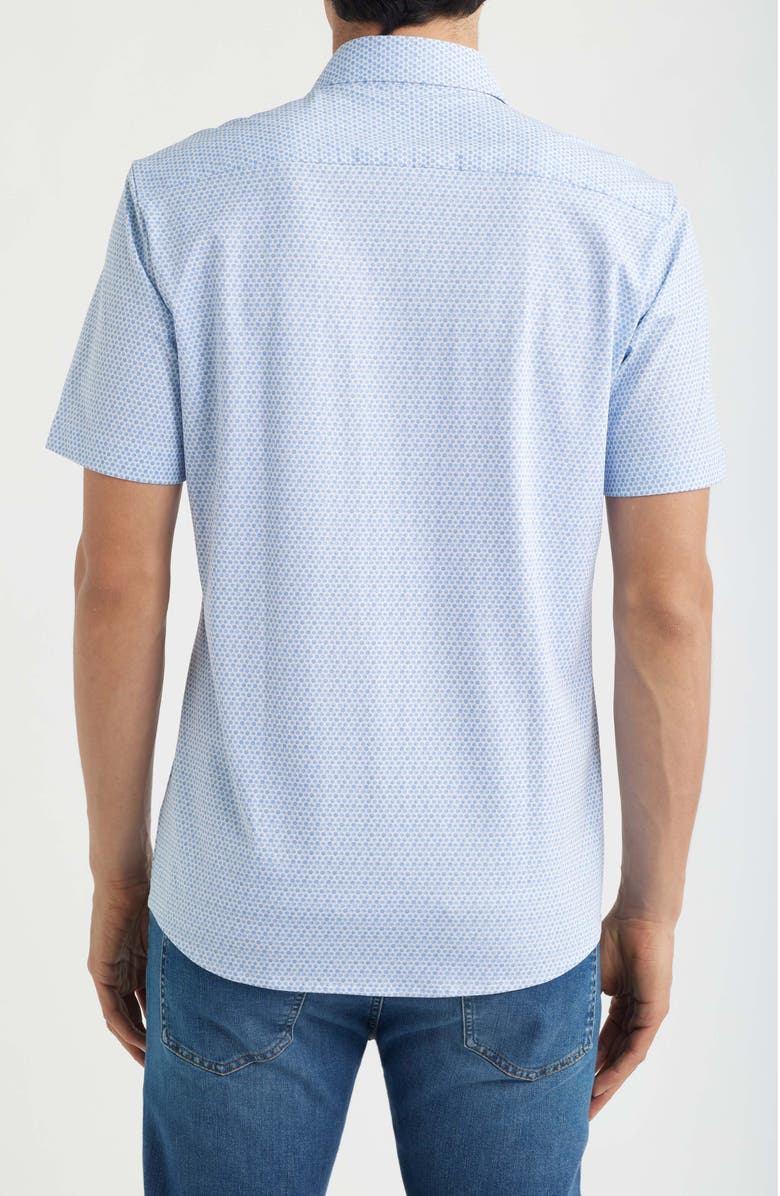 BOSS P-Roan Slim Fit Micropattern Short Sleeve Button-Up Shirt, Alternate, color, Light/ Pastel Blue